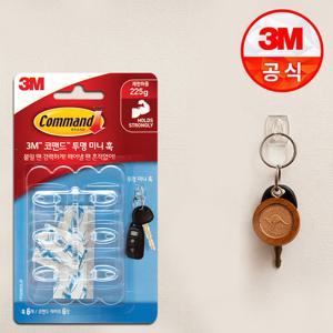 3M 코맨드 투명 미니훅 1개(6입) 열쇠걸이/벽걸이/DIY