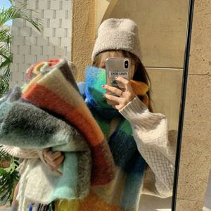 코보 체크 여성 롱 뽀송 머플러