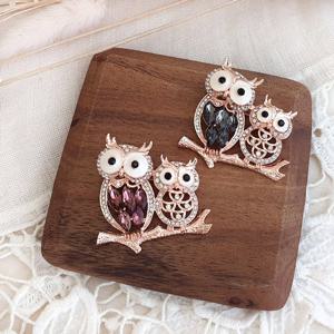 [바이진주리본] 부엉이 가족C / 패션 브로치