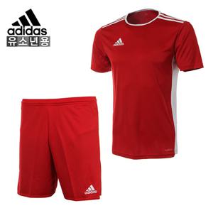 아디다스 Jr 엔트라다 파르마 반팔 반바지(레드) 세트