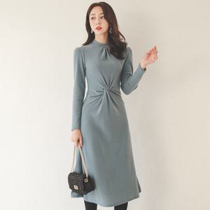 오드 DRK699 이지 슬림 꼬임 롱 골지 원피스