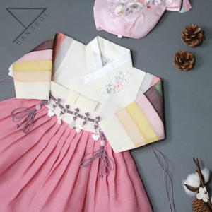 한설한복 1699.S 화이트 로즈 색동 여아한복