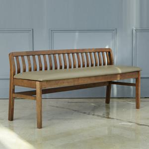 베스트리빙 제시 3인용 원목 벤치 의자/가죽 좌판 의자