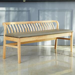 베스트리빙 제시 3인용 원목 팔걸이 벤치 의자/가죽 좌판 의자