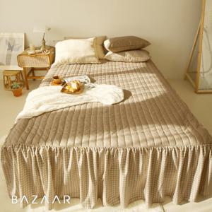 [바자르]모노체크 나노화이바 누빔 침대스커트(SS)