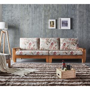 [더젠] 플라워202 고급원목 패브릭소파(2+2인용/스툴미포함)