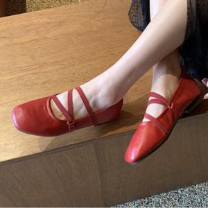 FOKE 여성여자 스트랩 블로퍼 메리제인 플랫슈즈 3cm