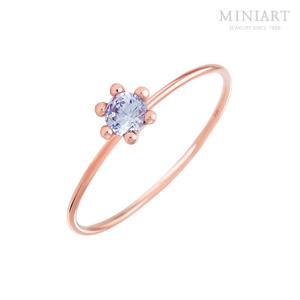 14K 로즈골드 6월 라벤더 탄생석 컬러 레이어드 반지