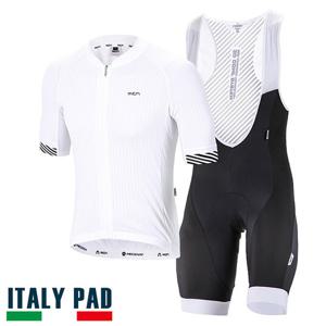 MCN 3D화이트 반팔+4부 빕슈트 여름 자전거의류세트