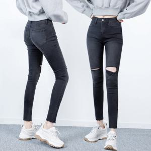 프리티아라 PT3025 데미지 반하이 블랙 스키니진