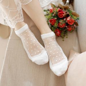 레이스도트 단목 시스루양말