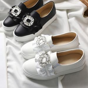 [바닐라슈] 데리트 큐빅 프릴 통굽 키높이 슬립온 스니커즈(4cm)