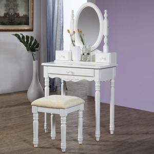 루시아 원목도장 서랍형 화장대 세트(화장대+거울+의자)