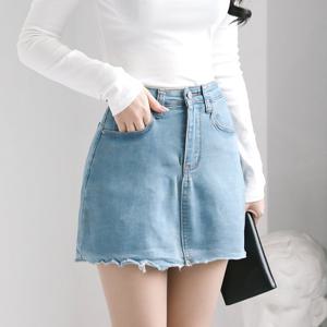 여성 하이웨스트 A라인 청치마 데님스커트 치마바지_SKT7003