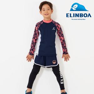 [엘인보아] 주니어 래쉬가드 야자수코랄 보드숏 3PCS