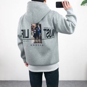 엠클로 오버핏 네오프렌 그라운드 프린팅 후드 맨투맨 티셔츠