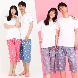 국산 유토피아 캐릭터 면 파자마 8부 커플용