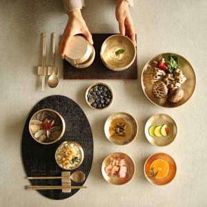 놋담 방짜유기 아리 2인 유기그릇 반상기 풀세트 보자기 포장