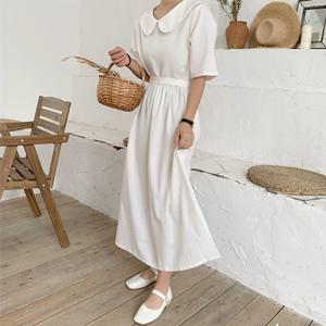 [유니제이] 리오 칼라 넥 허리 스트랩 롱 원피스 U0GOP2746