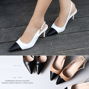 [바닐라슈] 여니호 배색 슬림 슬링백 펌프스(7cm)