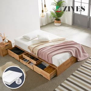 [지베스] 몬드 헤드리스 원목 4단 수납침대 SS+독립매트