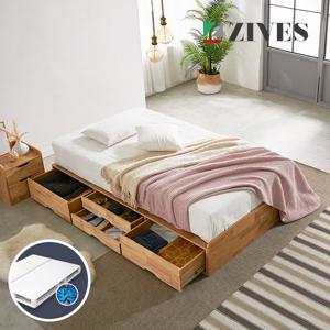 [지베스] 몬드 헤드리스 원목 4단 수납침대 SS+본넬매트