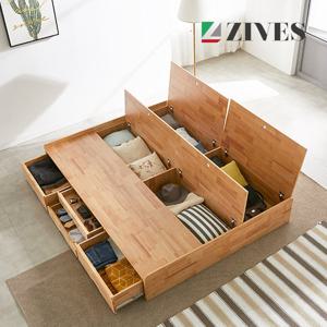 [지베스] 몬드 헤드리스 원목 4단 수납침대 Q_프레임