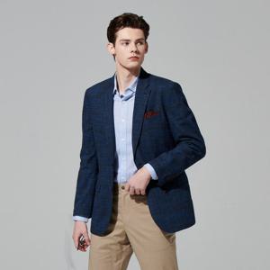 엠보스 네이비 글렌체크 면혼방 스트레치자켓 AMKC20101