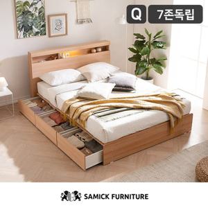 [삼익가구]모리 LED 빅서랍 3단 수납침대(7존 독립매트Q)