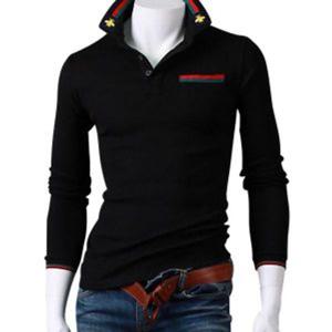 스댕클럽 남자 벌 자수 긴팔 카라티 HT3757