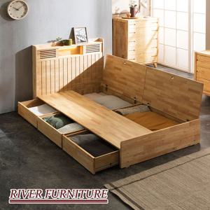 리버퍼니쳐 바오텐고무나무원목 수납LED 침대프레임SS