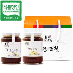 두레촌 명인 도라지조청/생강조청 600gx2개/조청 명절선물세트