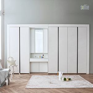 [솔리에] 엘레나 스톤베이지 여닫이 화장대 붙박이장 290cm