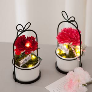 LED 마더카네이션화분set 19cm (2컬러) 조화 어버이날 감사 선물