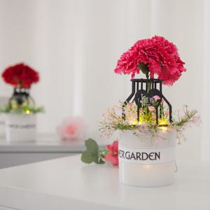 LED 반짝이는카네이션화분set 20cm (2컬러) 조화 어버이날 감사 선물 테이블 장식