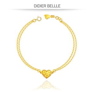 디디에벨라 순금 심플 하트 두줄 팔찌3.75g