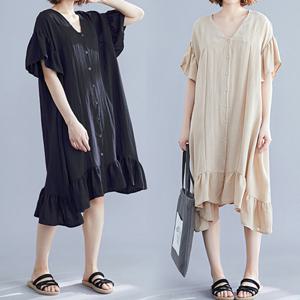 [유니제이] 에네 브이넥 프릴 원피스 U0GOP2813