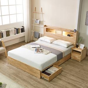 피츠 LED 원목 서랍형 수납 침대 프레임 Q VDF014C (착불)