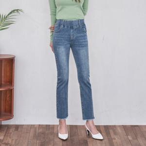 [진마니아] 허리밴딩 네츄럴 블루 워싱 밑단수술 스판 일자진