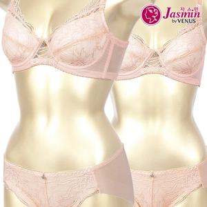 [비너스 자스민]레이스 와이어 홑겹 풀컵 브라팬티세트 jbp1254