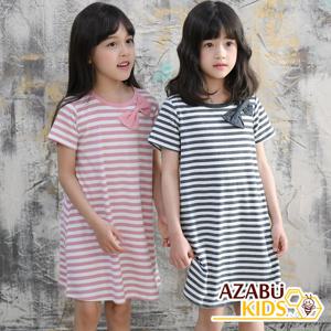 [아자브키즈] 로렌 리본 원피스 여름 반팔 리본 여아 주니어