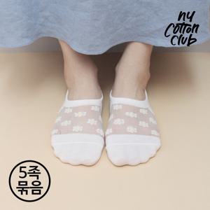 [NY코튼클럽] CT01 여성 플라워 시스루 덧신 5족