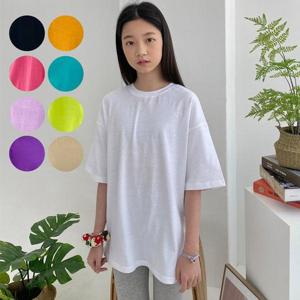 [제니]제니 JN 오버핏 무지 반팔티 여름 여아 주니어 초등학생 라운드 반팔 티셔츠 반티 단체티