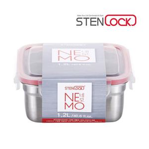 스텐락 네모 정사각 10호 1200ml / 스텐 밀폐용기 찬통