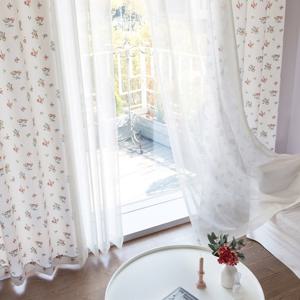 까르데코 피핀레트로플라워암막+무지속지 긴창커튼4장