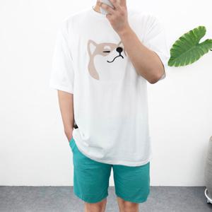 엠클로 오버핏 시바견패치 프린팅 반팔티셔츠 남여공용 6컬러