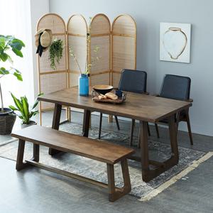 베스트리빙 마인 1600 우드슬랩 고무나무 원목 4인 식탁세트/의자 4개