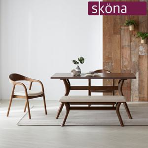 [스코나]리버턴 원목 4인 식탁 세트(벤치형)