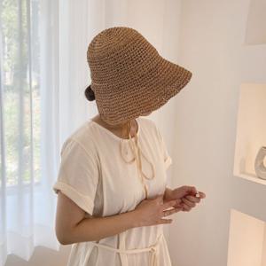 엔비 보닛밀짚햇 여성 벙거지 여름 밀짚 모자 버킷햇