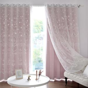 까르데코 디망쉬스타 펀칭암막+플뢰르쉬어 대형 거실커텐4장